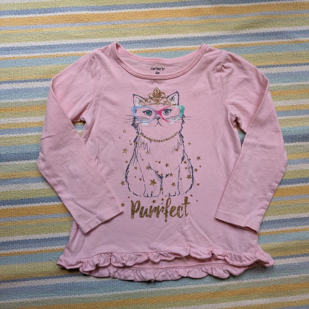 Carter's pink cat Purrfect top 4T